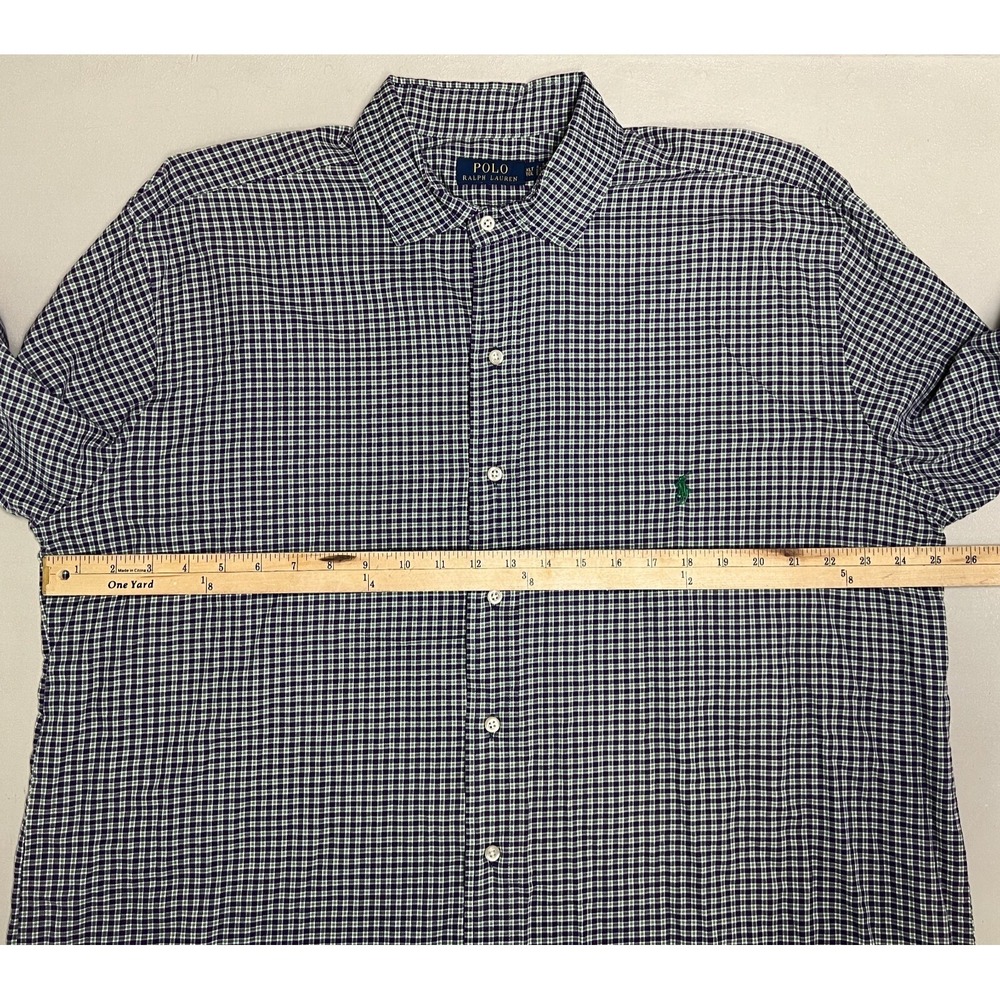 Polo Ralph Lauren Button Up Shirt Mens XLT Tall Purple Check Long Sleeve Green - Picture 8 of 10